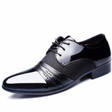 Men Formal Pointed Toe Lace Up Business Blucher Shoes