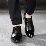 Men Formal Pointed Toe Lace Up Business Blucher Shoes