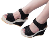 Summer Bohemian Ladies Magic Tape High Heels Sandals