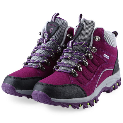 Casual Outdoor Block Color Lace Up Ladies Hiking Sports Shoes
