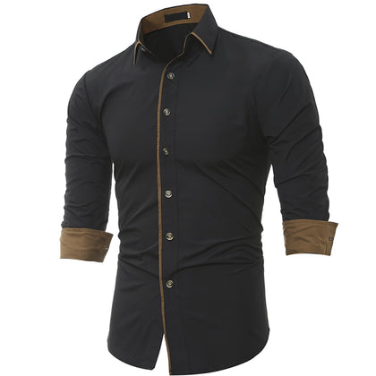 Turndown Collar Color Block Edging Shirt