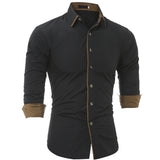 Turndown Collar Color Block Edging Shirt