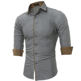 Turndown Collar Color Block Edging Shirt