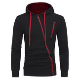 Oblique Zippers Color Block Fleece Hoodie