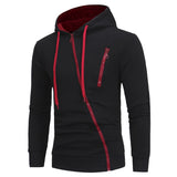 Oblique Zippers Color Block Fleece Hoodie