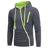 Oblique Zippers Color Block Fleece Hoodie