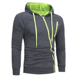 Oblique Zippers Color Block Fleece Hoodie