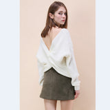 Two wear V-neck knotted halter sweater long sleeve sweater 8 color
