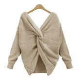 Two wear V-neck knotted halter sweater long sleeve sweater 8 color