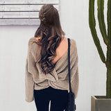 Two wear V-neck knotted halter sweater long sleeve sweater 8 color