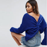 Two wear V-neck knotted halter sweater long sleeve sweater 8 color