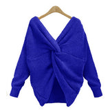 Two wear V-neck knotted halter sweater long sleeve sweater 8 color