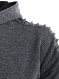 Solid Color Pleated Sleeve Long Fleece Hoodie