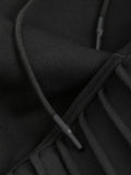 Solid Color Pleated Sleeve Long Fleece Hoodie