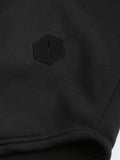 Solid Color Pleated Sleeve Long Fleece Hoodie