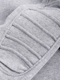 Solid Color Pleated Sleeve Long Fleece Hoodie