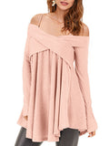 Crisscross Open Shoulder Tunic Sweater