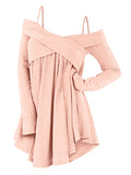 Crisscross Open Shoulder Tunic Sweater