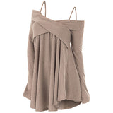 Crisscross Open Shoulder Tunic Sweater
