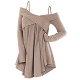Crisscross Open Shoulder Tunic Sweater