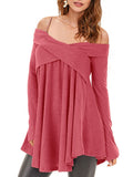 Crisscross Open Shoulder Tunic Sweater