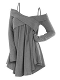 Crisscross Open Shoulder Tunic Sweater