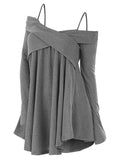 Crisscross Open Shoulder Tunic Sweater