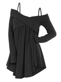 Crisscross Open Shoulder Tunic Sweater
