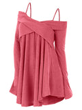 Crisscross Open Shoulder Tunic Sweater