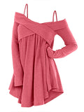 Crisscross Open Shoulder Tunic Sweater