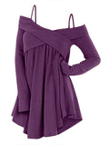 Crisscross Open Shoulder Tunic Sweater