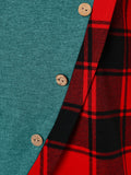 Tartan Panel Cowl Neck Tulip Front T-shirt