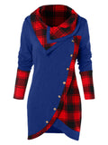 Tartan Panel Cowl Neck Tulip Front T-shirt