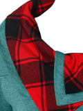 Tartan Panel Cowl Neck Tulip Front T-shirt