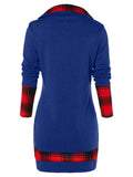 Tartan Panel Cowl Neck Tulip Front T-shirt