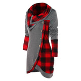 Tartan Panel Cowl Neck Tulip Front T-shirt