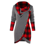 Tartan Panel Cowl Neck Tulip Front T-shirt
