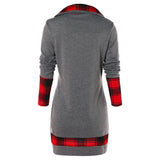 Tartan Panel Cowl Neck Tulip Front T-shirt