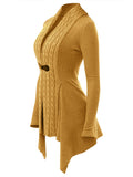 Cable Knit Buckle Asymmetrical Cardigan