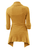 Cable Knit Buckle Asymmetrical Cardigan