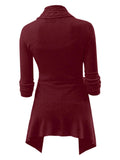 Cable Knit Buckle Asymmetrical Cardigan