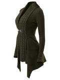 Cable Knit Buckle Asymmetrical Cardigan