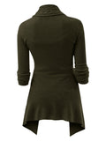Cable Knit Buckle Asymmetrical Cardigan