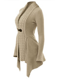 Cable Knit Buckle Asymmetrical Cardigan