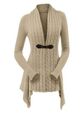 Cable Knit Buckle Asymmetrical Cardigan