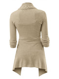 Cable Knit Buckle Asymmetrical Cardigan