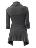 Cable Knit Buckle Asymmetrical Cardigan