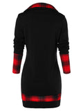 Tartan Panel Cowl Neck Tulip Front T-shirt