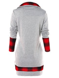 Tartan Panel Cowl Neck Tulip Front T-shirt