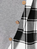 Tartan Panel Cowl Neck Tulip Front T-shirt